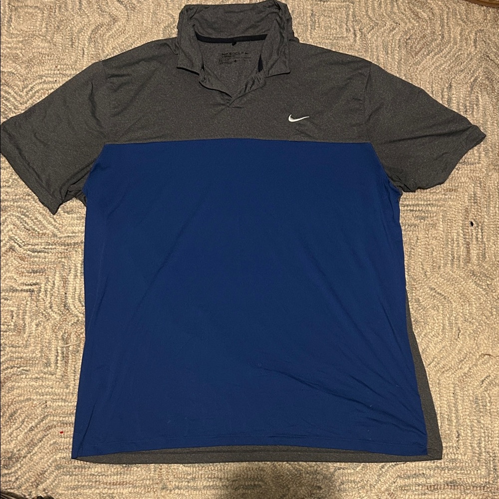 Nike Men's Charcoal and Navy Polo Shirt